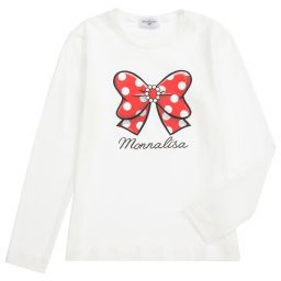 Monnalisa-Teen Girls Ivory Logo Top | Childrensalon Outlet