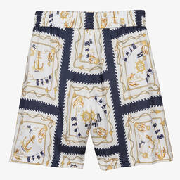 Monnalisa-Teen Girls Ivory Nautical Satin Shorts | Childrensalon Outlet
