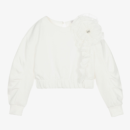 موناليزا Chic-سويتشيرت تينز بناتي قطن جيرسي لون عاجي | Childrensalon Outlet