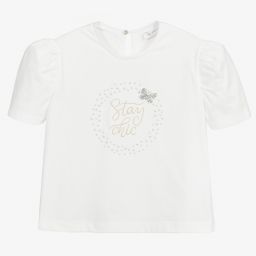 Monnalisa-Кремовая футболка для подростков | Childrensalon Outlet