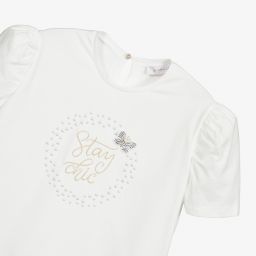 Monnalisa-Кремовая футболка для подростков | Childrensalon Outlet