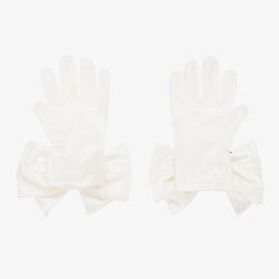 Monnalisa-Teen Girls Ivory Velvet Gloves | Childrensalon Outlet