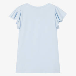 Monnalisa-Teen Girls Light Blue Cotton T-Shirt | Childrensalon Outlet