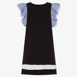 Monnalisa-Teen Girls Navy Blue Cotton Jersey Dress | Childrensalon Outlet