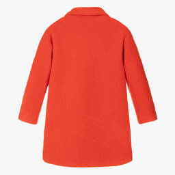 Monnalisa-Teen Girls Orange Felted Overcoat | Childrensalon Outlet