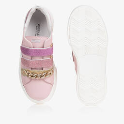 Monnalisa-ترينرز بشريط لاصق تينز بناتي جلد لون زهري | Childrensalon Outlet