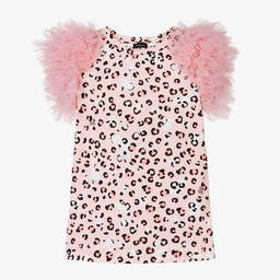 Monnalisa-Teen Girls Pink Cotton & Tulle T-Shirt | Childrensalon Outlet