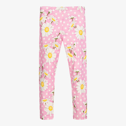 Monnalisa-Розовые легинсы с ромашками для подростков | Childrensalon Outlet