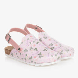 Monnalisa-Teen Girls Pink Floral Mules | Childrensalon Outlet