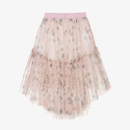 Monnalisa-Розовая юбка из тюля с цветами | Childrensalon Outlet