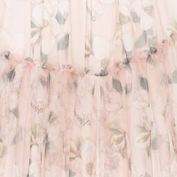 Monnalisa-Розовая юбка из тюля с цветами | Childrensalon Outlet