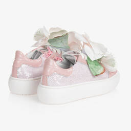 Monnalisa-Teen Girls Pink Flower Trainers | Childrensalon Outlet