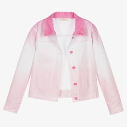 Monnalisa-Teen Girls Pink Ombré Denim Jacket | Childrensalon Outlet