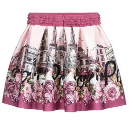 Monnalisa-Teen Girls Pink Paris Skirt | Childrensalon Outlet