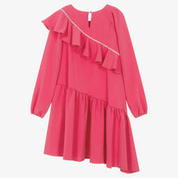 Monnalisa Шик-Розовое платье с рюшами и стразами | Childrensalon Outlet