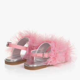 Monnalisa-Teen Girls Pink Ruffle Tulle Sandals | Childrensalon Outlet
