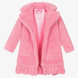 Monnalisa-Teen Girls Pink Teddy Coat | Childrensalon Outlet