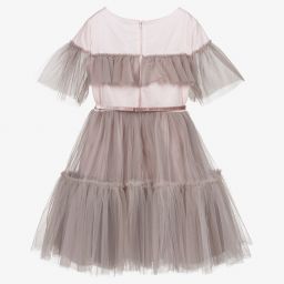 Monnalisa-Розовое платье из тюля для подростков | Childrensalon Outlet