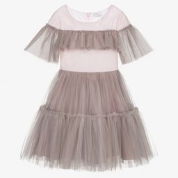 Monnalisa-Розовое платье из тюля для подростков | Childrensalon Outlet