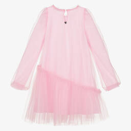 Monnalisa-Teen Girls Pink Tulle & Jersey Dress | Childrensalon Outlet