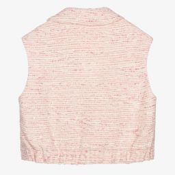 Monnalisa-Розовый твидовый жилет для подростков | Childrensalon Outlet