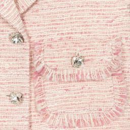 Monnalisa-Розовый твидовый жилет для подростков | Childrensalon Outlet