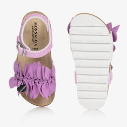 Monnalisa-Teen Girls Purple Floral Glitter Sandals | Childrensalon Outlet