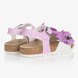 Monnalisa-Teen Girls Purple Floral Glitter Sandals | Childrensalon Outlet