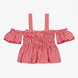 Monnalisa-Красный топ в клетку для девочек-подростков | Childrensalon Outlet