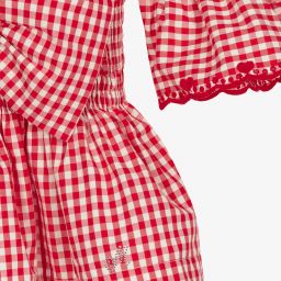 Monnalisa-Красный топ в клетку для девочек-подростков | Childrensalon Outlet