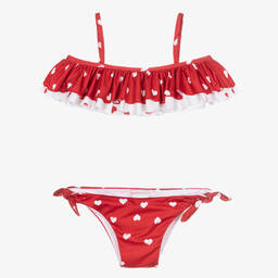 Monnalisa-Teen Girls Red Hearts Bikini | Childrensalon Outlet