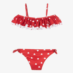Monnalisa-Teen Girls Red Hearts Bikini | Childrensalon Outlet