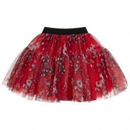 Monnalisa-Teen Girls Red Tulle Skirt  | Childrensalon Outlet