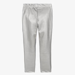 Monnalisa-Teen Girls Silver Faux Leather Leggings | Childrensalon Outlet