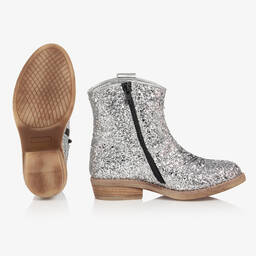 Monnalisa-Teen Girls Silver Leather Cowboy Boots | Childrensalon Outlet
