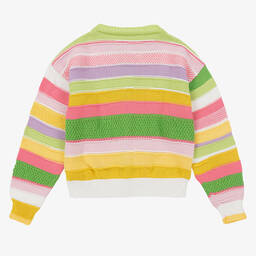 Monnalisa-Teen Girls Striped Cotton Knit Cardigan | Childrensalon Outlet