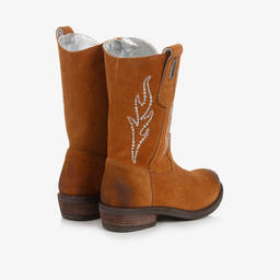 Monnalisa-Teen Girls Tan Brown Suede Leather Boots | Childrensalon Outlet