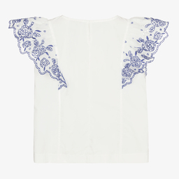 Monnalisa-Teen Girls White Cotton Blouse | Childrensalon Outlet
