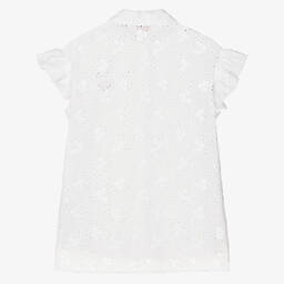 Monnalisa-Teen Girls White Cotton Strawberry Blouse | Childrensalon Outlet
