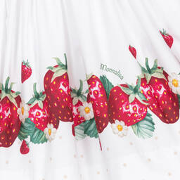 Monnalisa-Teen Girls White Cotton Strawberry Skirt | Childrensalon Outlet
