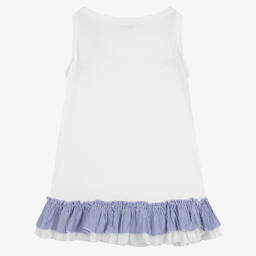 Monnalisa-تيشيرت تينز بناتي قطن مطرز لون أبيض | Childrensalon Outlet