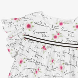 Monnalisa-Белая блузка с цветами для подростков | Childrensalon Outlet