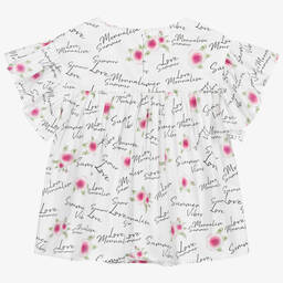 Monnalisa-Белая блузка с цветами для подростков | Childrensalon Outlet