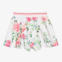 Monnalisa-Teen Girls White Floral Shorts | Childrensalon Outlet