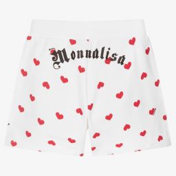 Monnalisa-Белые шорты с сердечками для девочек-подростков | Childrensalon Outlet