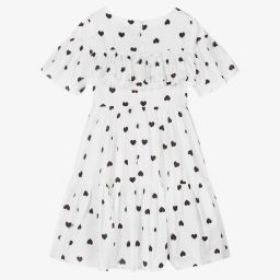 Monnalisa-Белое платье с сердечками для девочек-подростков | Childrensalon Outlet