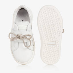 Monnalisa-Teen Girls White Leather Bow Trainers | Childrensalon Outlet