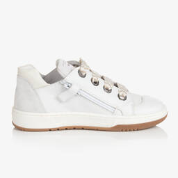 Monnalisa-Teen Girls White Leather Trainers | Childrensalon Outlet