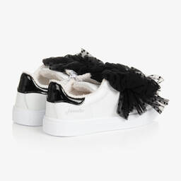 Monnalisa-Teen Girls White Leather & Tulle Trainers | Childrensalon Outlet