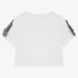 Monnalisa-Teen Girls White Logo T-Shirt | Childrensalon Outlet